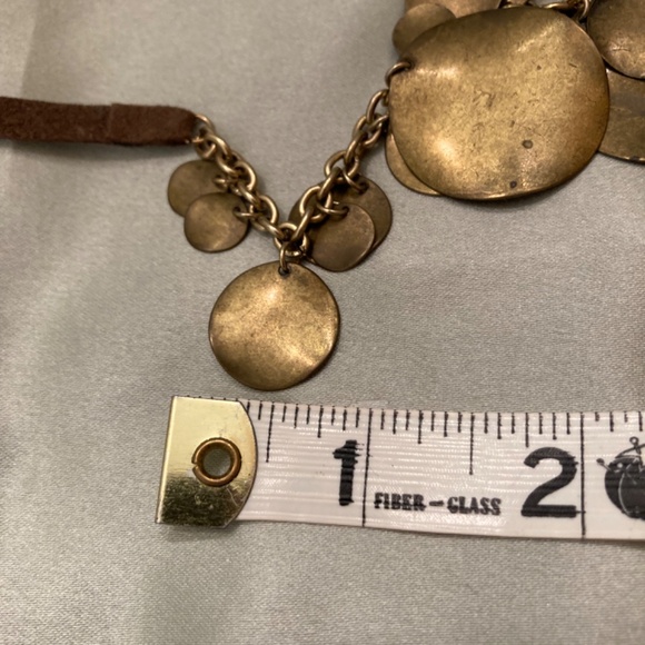 Necklace Brass Discs Brown Suede Cord 18” with 3” Extnsn Lobster Claw Clasp VGUC - Picture 11 of 12